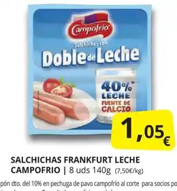 Supermercados MAS CAMPOFRIO Salchichas frankfurt leche oferta