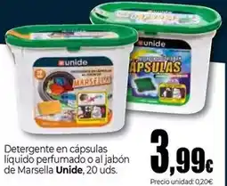 Unide Supermercados Unide - detergente en cápsulas líquido perfumado o al jabón de marsella oferta