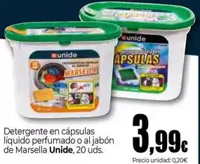 Unide Supermercados Unide - detergente en cápsulas líquido perfumado o al jabón de marsella oferta