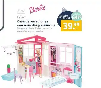 Lidl Barbie Casa De Vacaciones Con Muebles Y Muñecos oferta