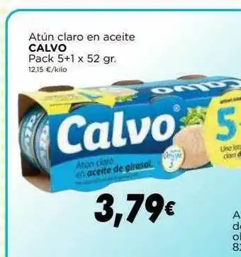 Supermercados Piedra Atún Claro En Aceite Calvo Pack 5+1 x 52gr oferta