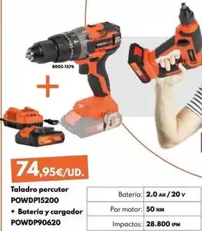 BricoCentro Taladro percutor powdp15200 + batería y cargador powdp90620 oferta