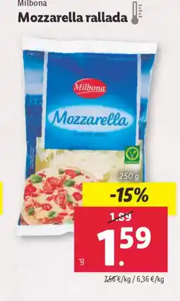 Lidl MILBONA Mozzarella rallada oferta