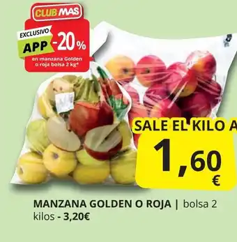 Supermercados MAS Manzana golden o roja oferta