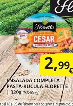 Supermercados MAS FLORETTE Ensalada completa pasta-rucula oferta