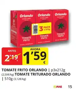 Supermercados MAS ORLANDO Tomate frito oferta