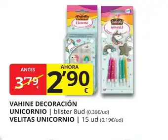 Supermercados MAS Vahine decoración unicornio oferta