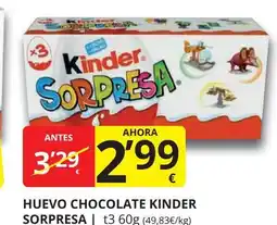 Supermercados MAS Huevo chocolate kinder sorpresa oferta