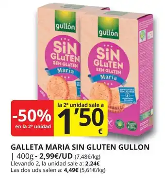 Supermercados MAS GULLON Galleta maria sin gluten oferta