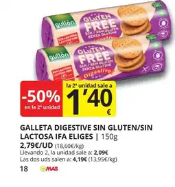 Supermercados MAS IFA ELIGES Galleta digestive sin gluten/sin lactosa oferta