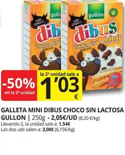 Supermercados MAS GULLON Galleta mini dibus choco sin lactosa oferta