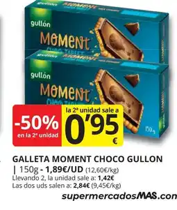 Supermercados MAS GULLON Galleta moment choco oferta