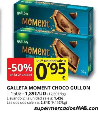 Supermercados MAS GULLON Galleta moment choco oferta