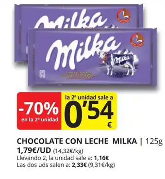 Supermercados MAS MILKA Chocolate con leche oferta