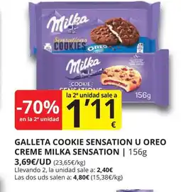 Supermercados MAS Galleta cookie sensation u oreo creme milka sensation oferta