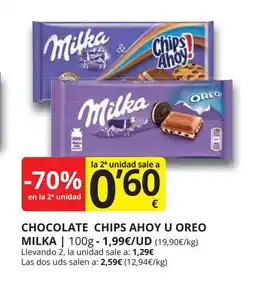 Supermercados MAS MILKA Chocolate chips ahoy u oreo oferta