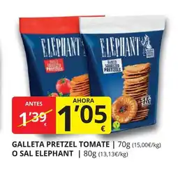 Supermercados MAS ELEPHANT Galleta pretzel tomate o sal oferta