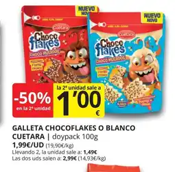 Supermercados MAS CUETARA Galleta chocoflakes o blanco oferta