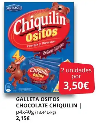 Supermercados MAS CHIQUILIN Galleta ositos chocolate oferta