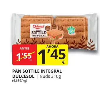 Supermercados MAS DULCESOL Pan sottile integral oferta