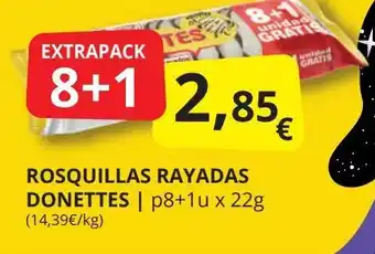 Supermercados MAS DONETTES Rosquillas rayadas oferta