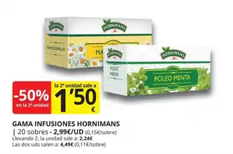 Supermercados MAS HORNIMANS Gama infusiones oferta