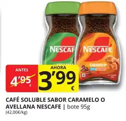 Supermercados MAS NESCAFE Café soluble sabor caramelo o avellana oferta