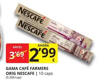 Supermercados MAS NESCAFE Gama café farmers orig oferta