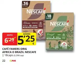 Supermercados MAS NESCAFE Café famers orig africa o brazil oferta