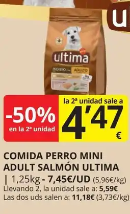 Supermercados MAS ULTIMA Comida perro mini adult salmón oferta