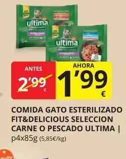 Supermercados MAS ULTIMA Comida gato esterilizado fit&delicious seleccion carne o pescado oferta