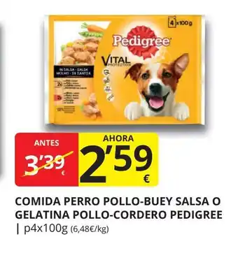 Supermercados MAS PEDIGREE Comida perro pollo-buey salsa o gelatina pollo-cordero oferta