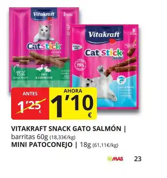 Supermercados MAS VITAKRAFT Snack gato salmon oferta