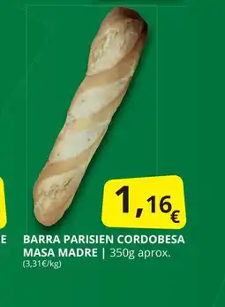 Supermercados MAS Barra parisien cordobesa masa madre oferta