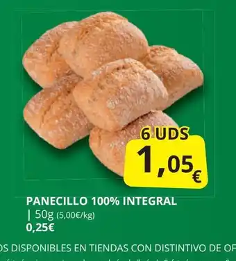 Supermercados MAS Panecillo 100% integral oferta