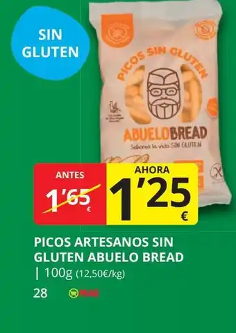 Supermercados MAS Picos artesanos sin gluten abuelo bread oferta