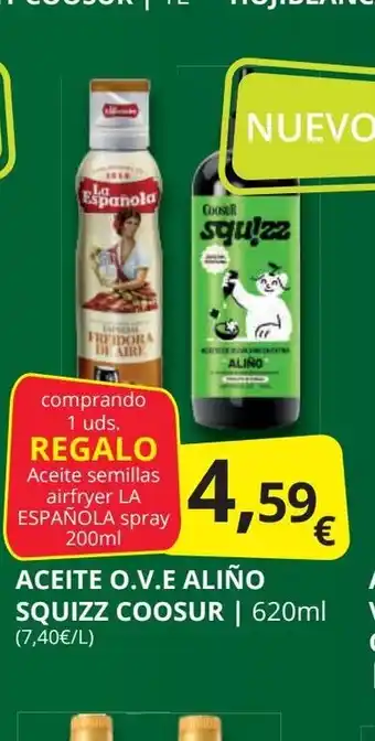 Supermercados MAS COOSUR Aceite o.v.e aliño squizz oferta