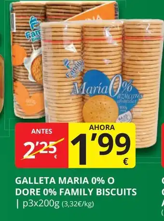 Supermercados MAS Galleta maria 0% o dore 0% family biscuits oferta