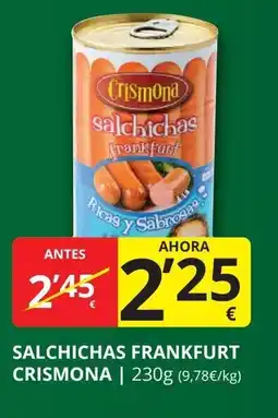 Supermercados MAS CRISMONA Salchichas frankfurt oferta