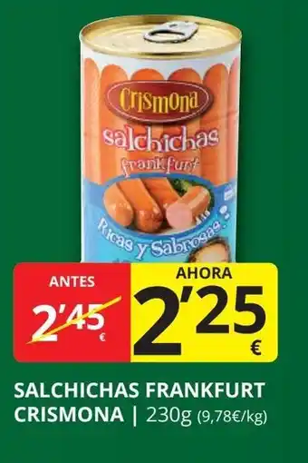 Supermercados MAS CRISMONA Salchichas frankfurt oferta