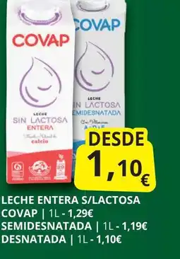 Supermercados MAS COVAP Leche entera s/lactosa oferta