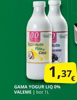 Supermercados MAS VALEME Gama yogur liq 0% oferta