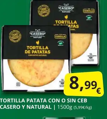 Supermercados MAS Tortilla patata con o sin ceb casero y natural oferta