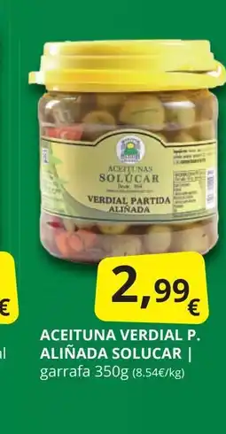 Supermercados MAS Aceituna verdial p. aliñada solucar oferta