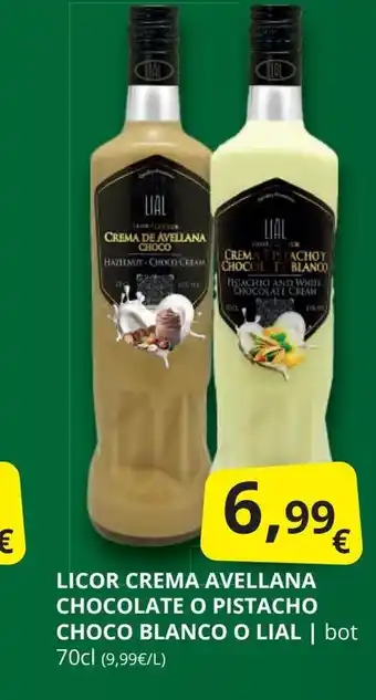 Supermercados MAS Licor crema avellana chocolate o pistacho oferta