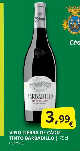 Supermercados MAS BARBADILLO Vino tierra de cádiz tinto oferta