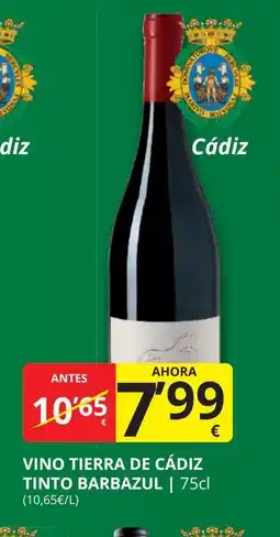 Supermercados MAS Vino tierra de cádiz tinto barbazul oferta