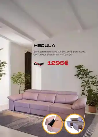 OKSofas Hecula - sofá con mecanismo ok systemⓡ patentado. con brazos deslizantes con arcón oferta