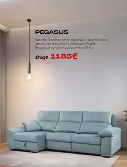 OKSofas Pegasus - sofa de 3 plazas con chaiselongue oferta