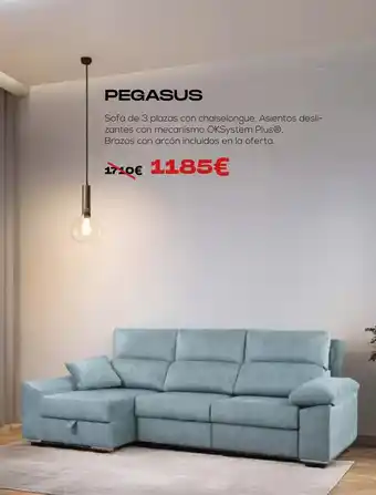 OKSofas Pegasus - sofa de 3 plazas con chaiselongue oferta